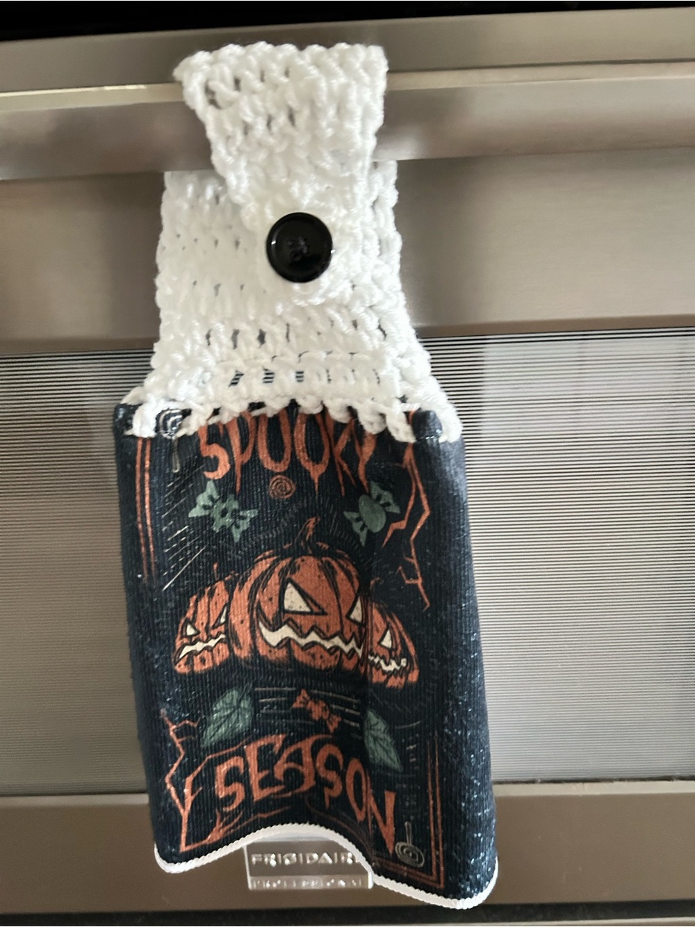 Hand Crafted Halloween Spooky Season Pumpkin Hanging Hand Towel - Black & Orange - Picture 7 of 7